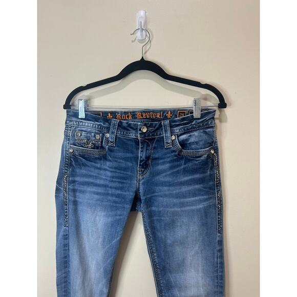 Rock Revival Vivian Straight Stretch Jeans Sz 28x30 Blue Denim Great!! - Picture 6 of 10